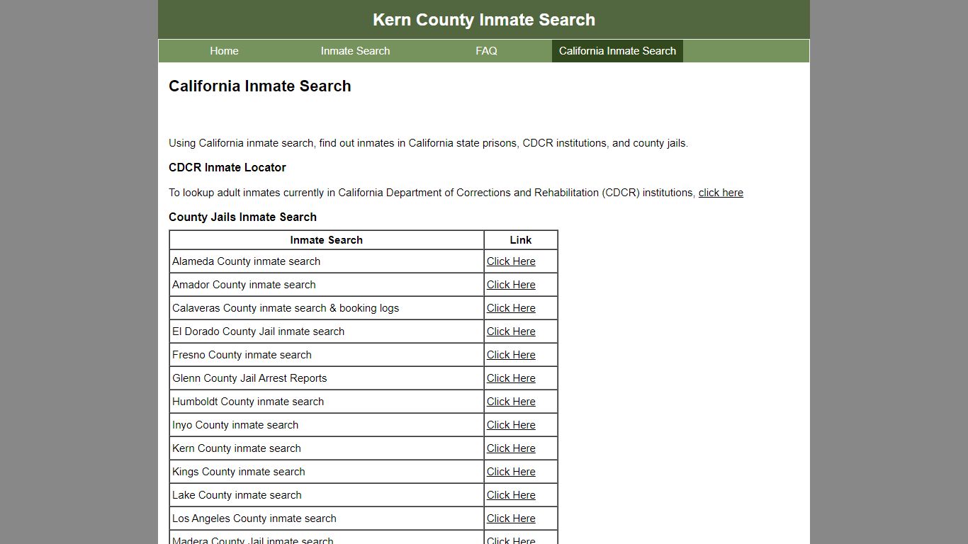 California Inmate Search - Kern County Inmate Search
